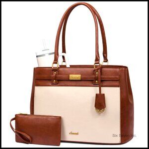 Waterproof Leather Laptop Tote Bag Large Office Briefcase Shoulder Handbag Purse